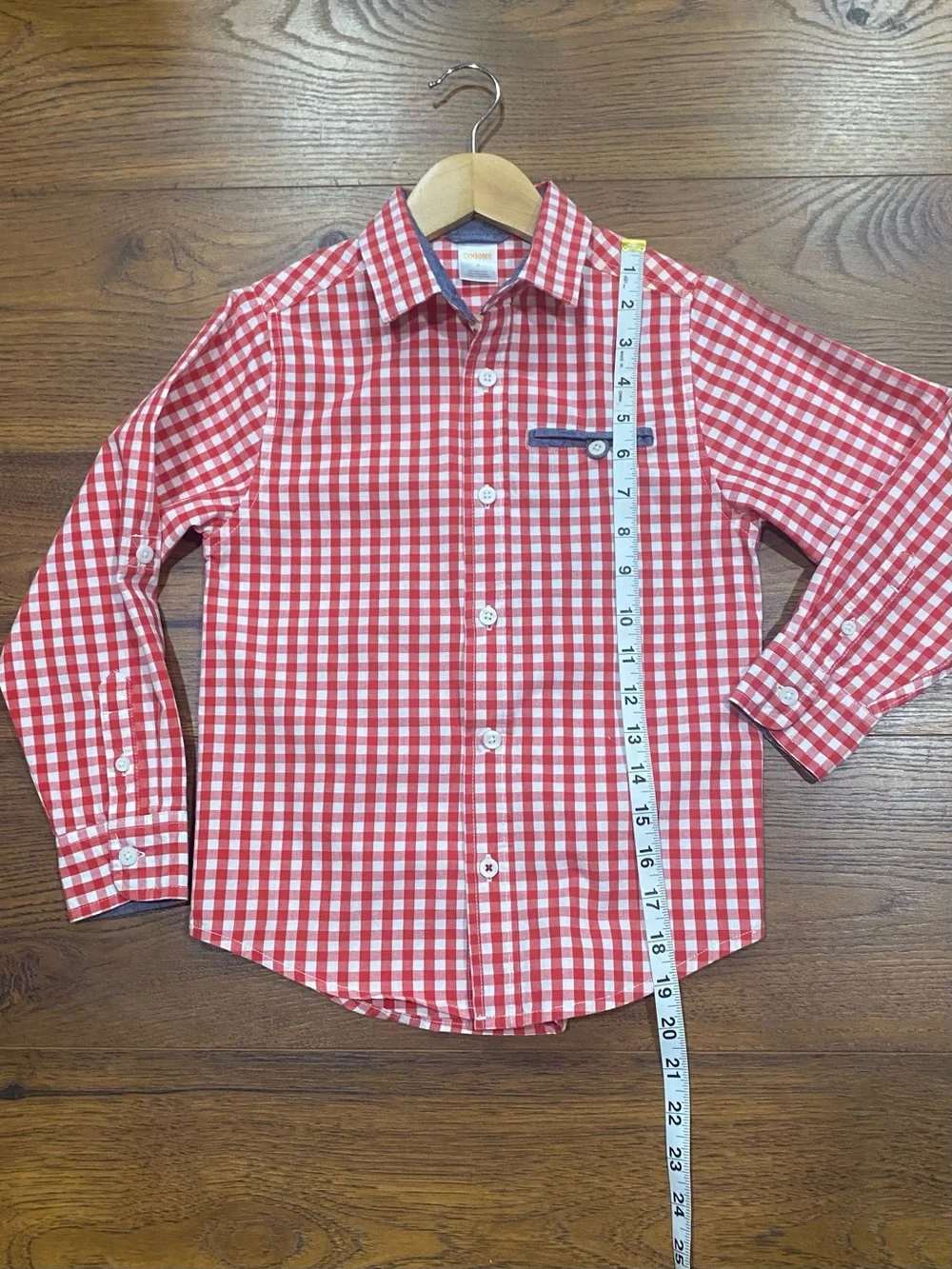 Gymboree Boy’s ‘Farming Friends’ Red and White Gingham L/S Shirt Size 6